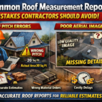 Common roof measurement report mistakes showing incorrect roof pitch calculation and poor aerial imagery analysis affecting roofing estimates.