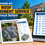 Online roof measurement service checklist showing roof measurement reports, roof pitch, facet-level area breakdown, accuracy, and report format compatibility