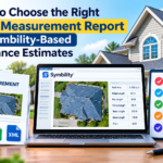 Symbility roof measurement report showing accurate roof measurements, ESX files, and insurance estimate data